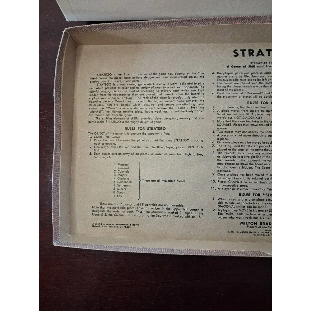Vintage 1962 Stratego Board Game  Milton Bradley complete